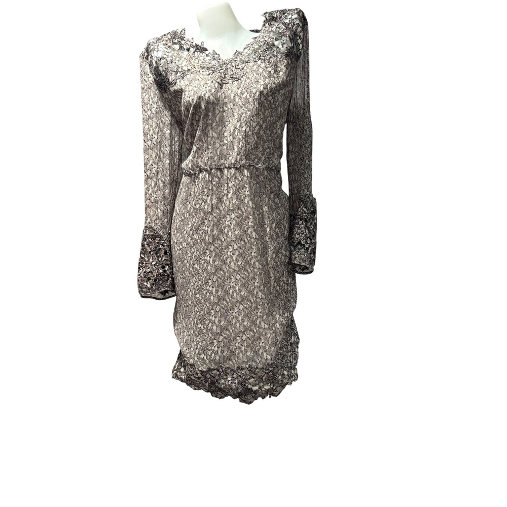 Elie Tahari Tally Lace Trim Silk Designer Dress Petal Print Size XL